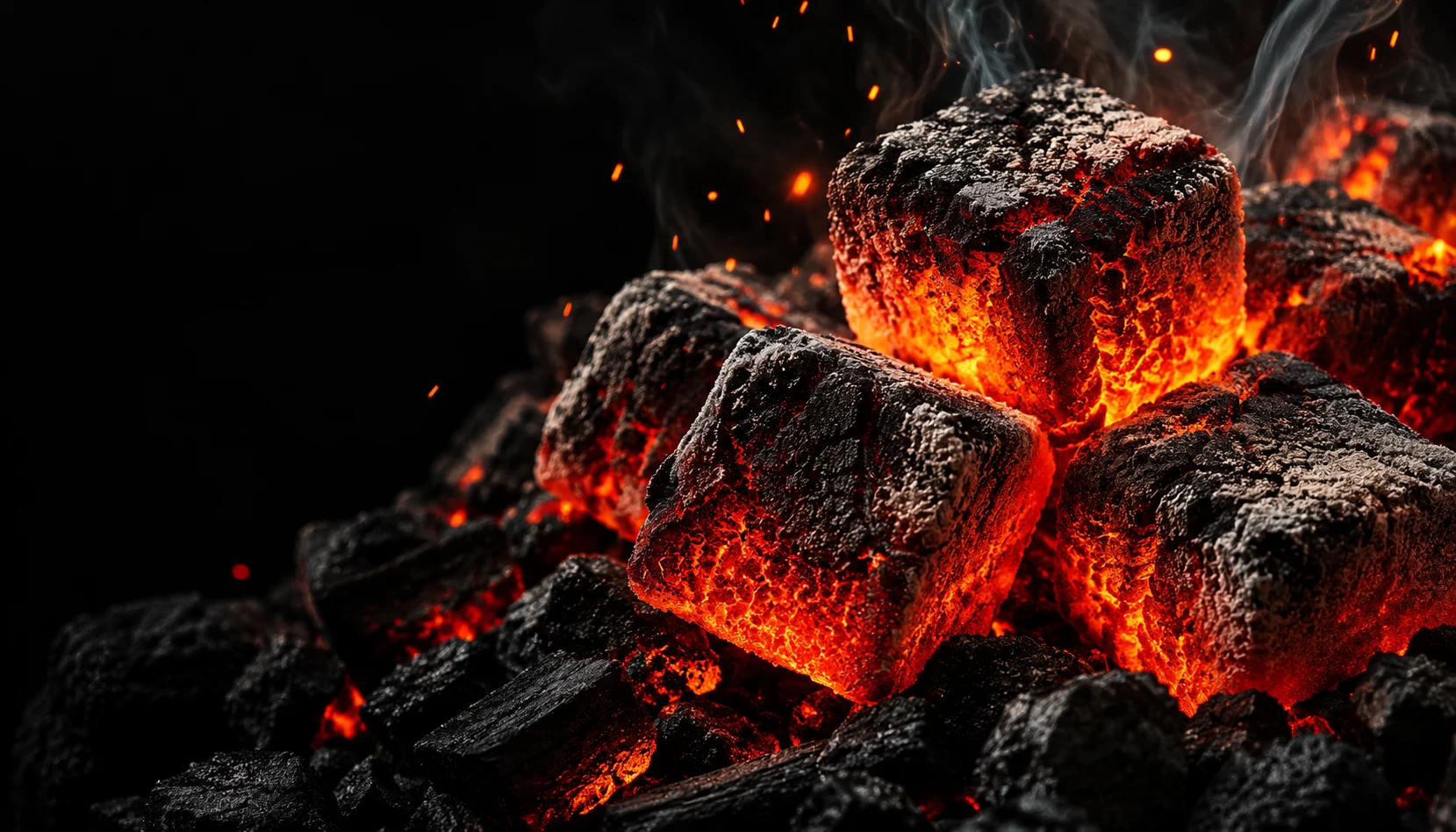 Glowing charcoal embers